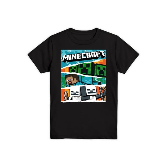 Minecraft, Boys Apparel Graphic Crew Neck Short Sleeve T-Shirt, Sizes XS-2X, Mine New Tear (Little Boys & Big Boys)