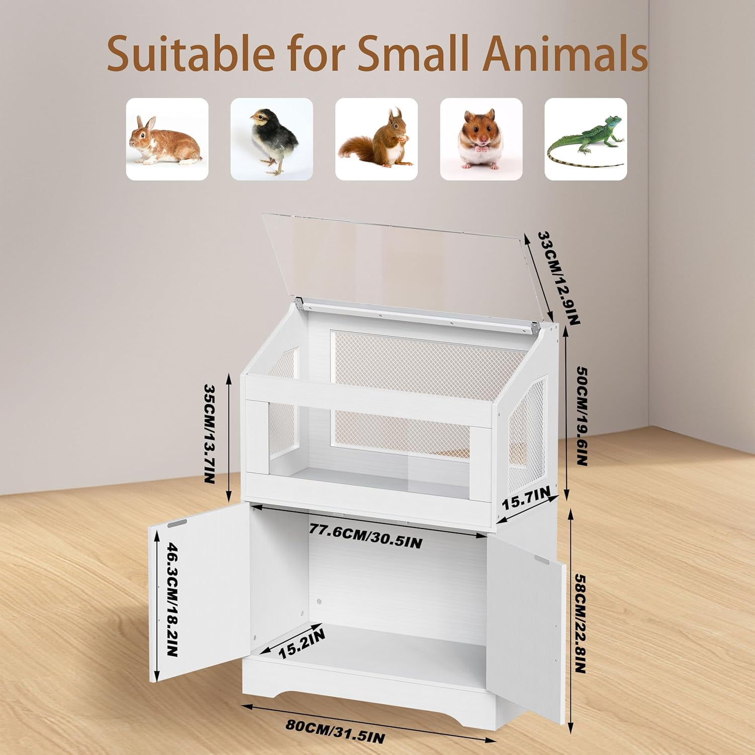 PAKASEPT Hamster Cage, Small Animal Cages with Storage Cabinet, Visual and Ventilated Large Habitats Hamster House for Rat, Guinea Pig, Hedgehog, Gerbil