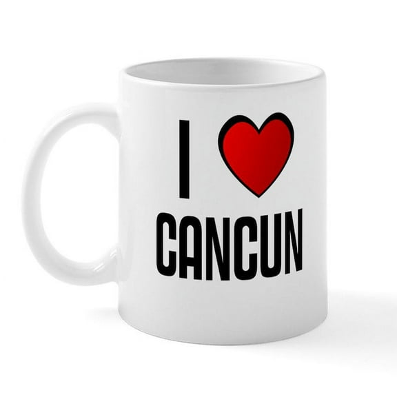 CafePress - I LOVE CANCUN Mug - 11 oz Ceramic Mug - Novelty Coffee Tea Cup