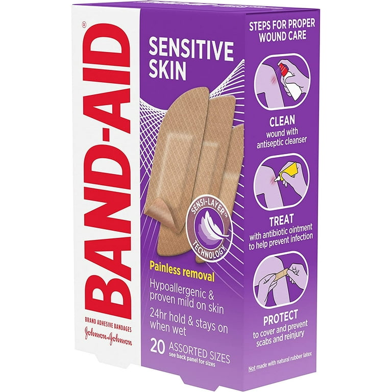 Adhesive Bandages for Sensitive Skin, Durable Hypoallergenic