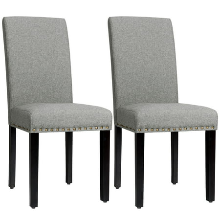 Giantex Fabric Dining Chairs, Linen Nailhead Dining Chairs