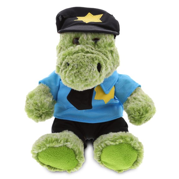 DolliBu Sitting Alligator Police Officer Plush Toy - Soft Alligator Cop Stuffed Animal Dress Up with Cute Cop Uniform & Cap Outfit - 8" Inches