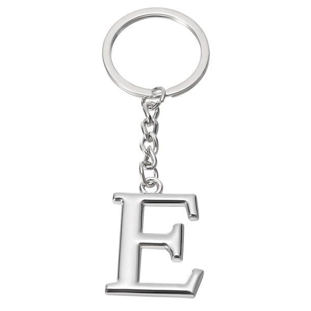 Llavero de letra inicial Uxcell Letra E Colgante de llavero Decoración para bolso o mochila Plateado
