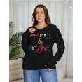 thumbnail image 4 of Drvitor Christmas Sweaters for Women Plus Size Crew Neck Sequin Letters Sweater Holliday Merry Pullover Sweater, Sizes XL-5XL, 4 of 10