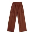 thumbnail image 6 of INHZOY Kids Girls Cargo Jogger Pants 4 Pockets Cotton Fashion Bottoms with Drawstring Brown 12, 6 of 9