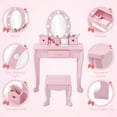 thumbnail image 6 of Faitaliicy Kids Princess Vanity Set With Touch Lights & Mirror Storage Drawer Matching Stool And Wood Makeup Playset Girls 2-Piece Wooden Play Vanity Set Makeup Table Set For Bedroom, 6 of 9