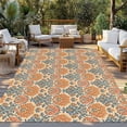 thumbnail image 2 of Orange Blue Geometric Outdoor Rug 3x5 Ft - Reversible Patio Rug Outdoor Camping Rugs, Ethnic Southwest Country Washable Indoor Outdoor Area Rugs, Non-Slip Outdoor Carpet Runner for Deck/Porch, 2 of 8
