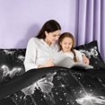 thumbnail image 4 of Homewish Neon Butterfly Queen Comforter Set for Girls, Glowing Stars Comforter Sets Queen, Black White, Black Reversible, 3 Pieces 1 Comforter and 2 Pillowcases, 4 of 6