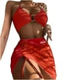 thumbnail image 2 of BONIXOOM Swimsuit Women Tankini None Solid Bikinis Bikini Summer Swimwears on Clearance Red Size 4, 2 of 6