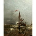 thumbnail image 2 of Arthur Quartley 12x14 Gold Ornate Wood Frame and Double Matted Museum Art Print Titled - Coast of Holland (1882), 2 of 4