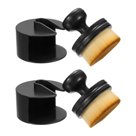 Uxcell 2 Pcs Car Tire Shine Applicator Brush PBT Automotive Tire Dressing Brush Car Cleaning Duster with Storage Stand for Auto Detailing Cleaning, Yellow/Brown