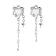 thumbnail image 2 of Whimsical Heart Fringe Earrings, with Heart Ornaments, Stainless Steel, Stainless Steel Chain for Jewelry Making, Jewelry Charms for Making Jewelry, Silver Charms for Making, 2 of 8