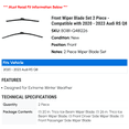 thumbnail image 2 of Front Wiper Blade Set 2 Piece - Compatible with 2020 - 2023 Audi RS Q8 2021 2022, 2 of 2