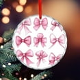 thumbnail image 5 of Cute Pink Bows Glass Christmas Ornament Hanging Ornaments for Holiday Decoration Coquette Decor Gifts Round Ornament, 5 of 8