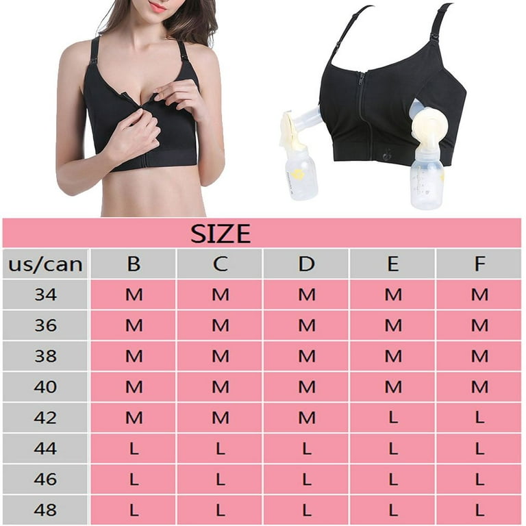 Maternity Bra For Breast Pump Hands Free Breast Pump Bra Plus Size  Adjustable Front Zipper Breastfeeding Pumping Nursing Bra,M