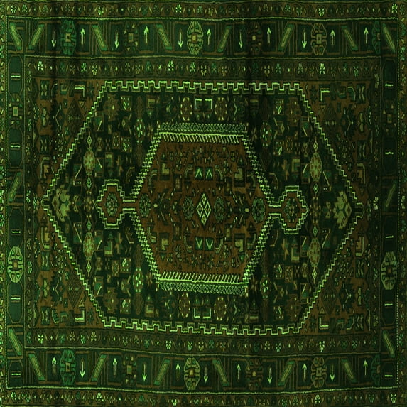 Ahgly Company Indoor Square Persian Green Traditional Area Rugs, 3' Square