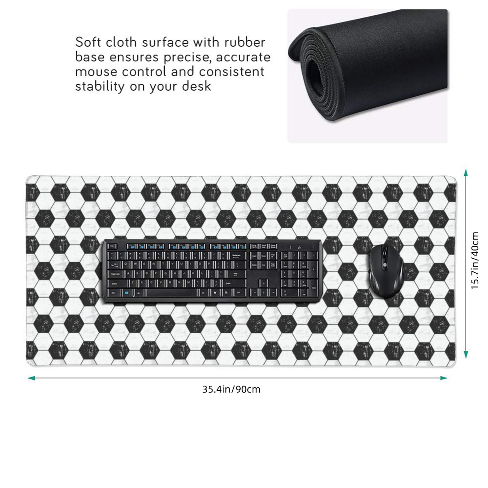 Xecao Soccer Print Large Mouse Pad, 16x35.5in Mousepad, Professional Non-Slip Rubber Base Big Mouse Pad, Mouse Pad for Gaming & Office Full Desk Mouse Pad