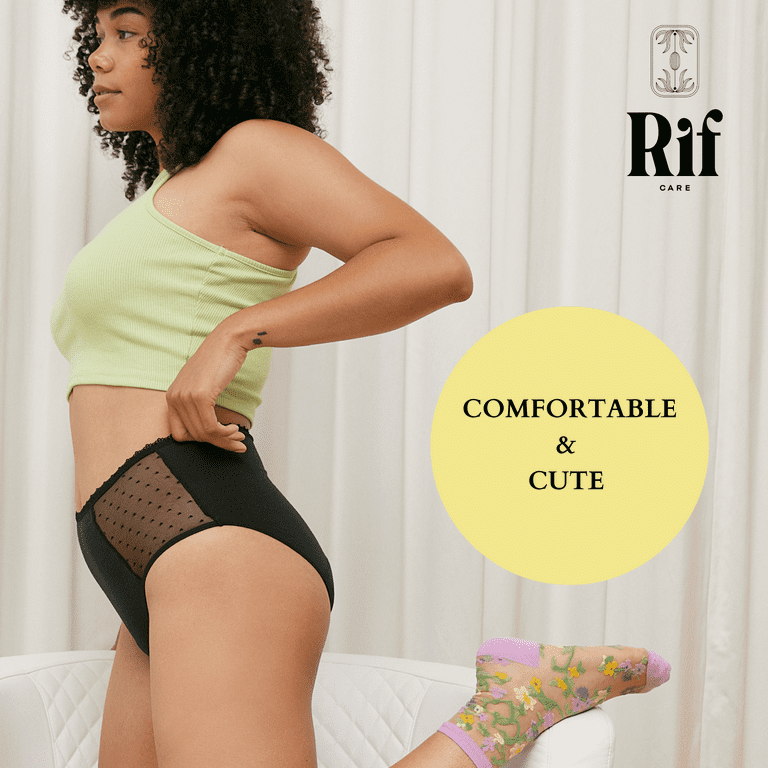 Rif Care, Mid-Rise Period Underwear, Super Absorbency, Black, Size Small 