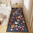 thumbnail image 4 of Wondo Anti-Skid Floral Runner Rug 2'x6' with Rubber Backing - Machine Washable Carpet Runner for Hallways, Kitchen, Bedroom, Bathroom & Laundry Room (Black), 4 of 8