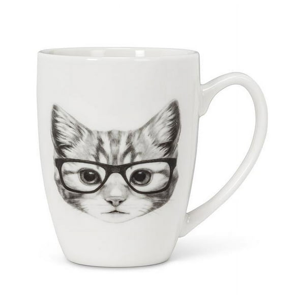 Abbott Collection AB-27-SKETCH-CAT 4.25 in. Pen & Ink Cat Mug, Ivory & Black
