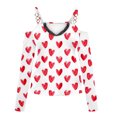 thumbnail image 4 of Camiseta de manga larga con cuello en V y estampado de amor para el Día de San Valentín para mujer, camiseta cómoda de capa base, blusa informal ajustada, Tops Pompotops  gfhjh21875, 4 of 5