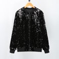 thumbnail image 3 of Moda mujer lentejuelas abrigo chaqueta de bombardero de manga larga con cremallera ropa de call CACAGOO Chaqueta, 3 of 7