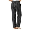thumbnail image 2 of Briggs Ladies' Linen Blend Wide Leg Pants, Black Stripes Large, 2 of 4