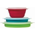 thumbnail image 1 of Progressive International Kitchen Bowl CB-20 Storage Bowl Set; Blue/Green/Red; Round; Collapses To 1/2 Of Its Original Size; Dishwasher Safe; Polypropylene Plastic; Set Of 3; With Snap-On Lid, 1 of 2