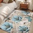 thumbnail image 4 of 3'x5' Rug for Living Room Bedroom, Teal Blue Tulips Washable Area Rugs Non-Slip Carpet Mats, Spring Floral Barn Doors Vintage Wood Beige Indoor Low Pile Area Rug Runner for Kitchen, Mudroom, 4 of 8