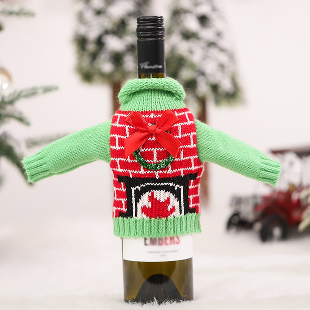 NEW Wine Bottle GAG GIFT BAG COVER UGLY BLUE CHRISTMAS SWEATER HOLIDAY PARTY 