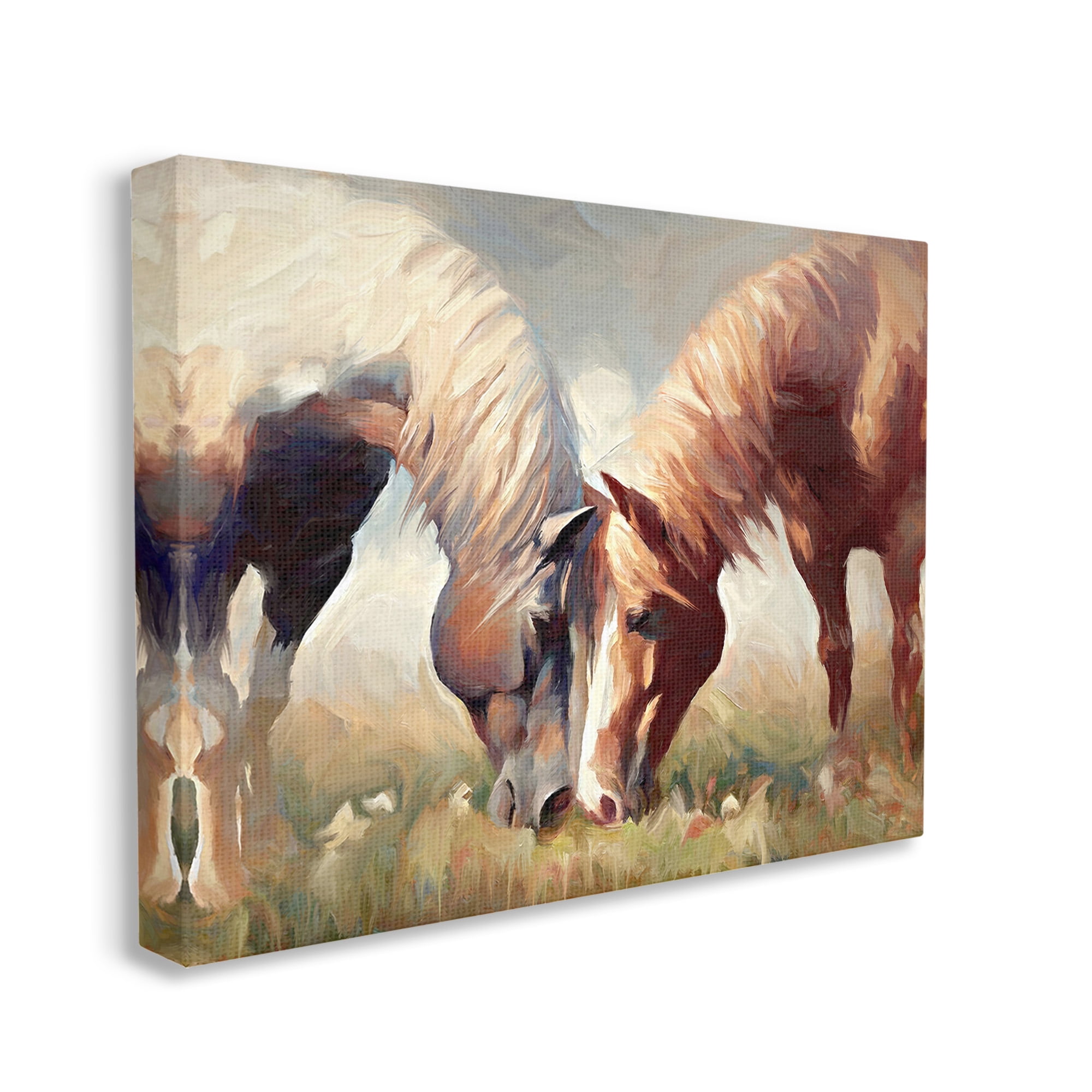 Stupell Industries Grazing Horse Pair Animals & Insects Painting Gallery Wrapped Canvas Art Print Wall Art, 40 x 30
