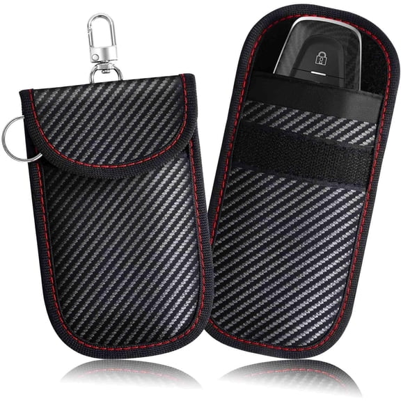 2 Pack Faraday Bags for Key Fob, Faraday Pouch Car Keys RFID Signal Blocking Holder Small, Keyless Entry Blocker Protector, Anti-Theft Security Cage Shielding Case, Carbon Fiber