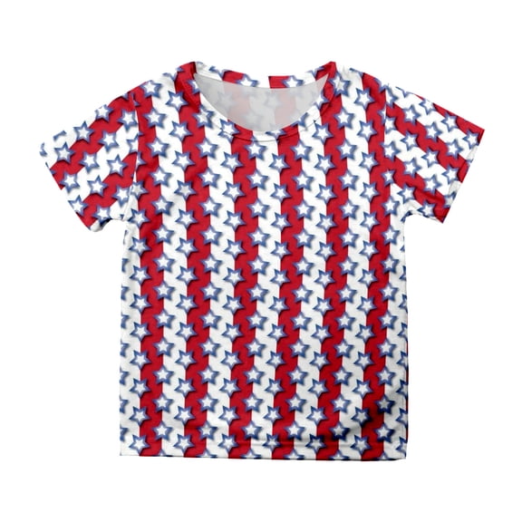 WUANDIXFA Cute Shirts for Girls 250th Anniversary USA Shirt Girls Patriotic T Shirt USA 250 Years Short Sleeve Tee with Flag Light Blue,2-3 Years