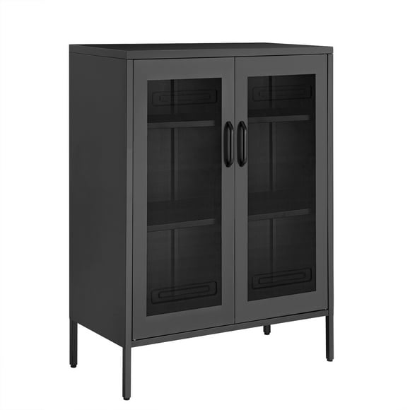 SONGMICS HOME 3-Tier Metal Storage Cabinet with Mesh Doors – Multipurpose Office Organizer Rack, Black