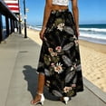 thumbnail image 6 of Floral Maxi Skirt for Women Fashion Casual High Waist Stretchy Printed A-Line Flowy Vcation Summer Beach Skirt Black, 6 of 9