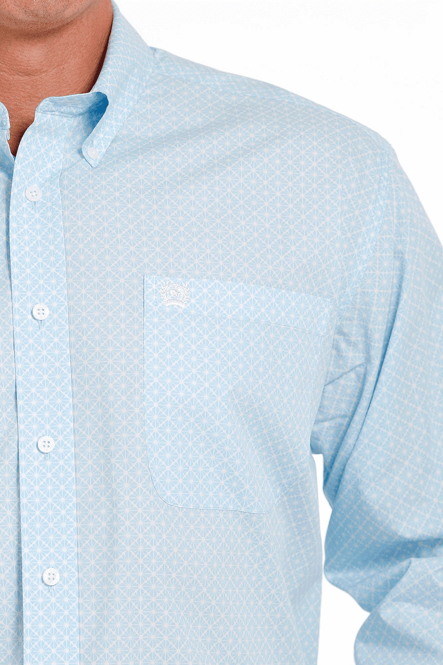 Cinch Men's Light Blue Diamond Print Button Down Shirt Cinch Men's Light Blue Diamond Print Button Down Shirt