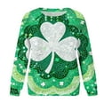 thumbnail image 3 of Puyaiuu Womens St. Patricks Day Clover Print Sweatshirt Soft Fortunate Shamrock Long Sleeve Shirt Green Tunic Pullover Top Irish Holiday Clothes Gift, 3 of 7