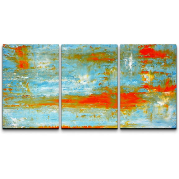 wall26 Canvas Print Wall Art Set Blue & Orange Vibrant Brushstroke Collage Abstract Shapes Illustrations Modern Art Chic Colorful Multicolor Ultra for Living Room, Bedroom, Office - 24"x36&q