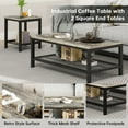 thumbnail image 4 of MIERES Living Room Coffee Table Set, Coffee Table and Side Table Combination, Metal Frame Coffee Table Set, Suitable for Living Rooms, Apartments, Offices, Farmhouse Gray, 4 of 10