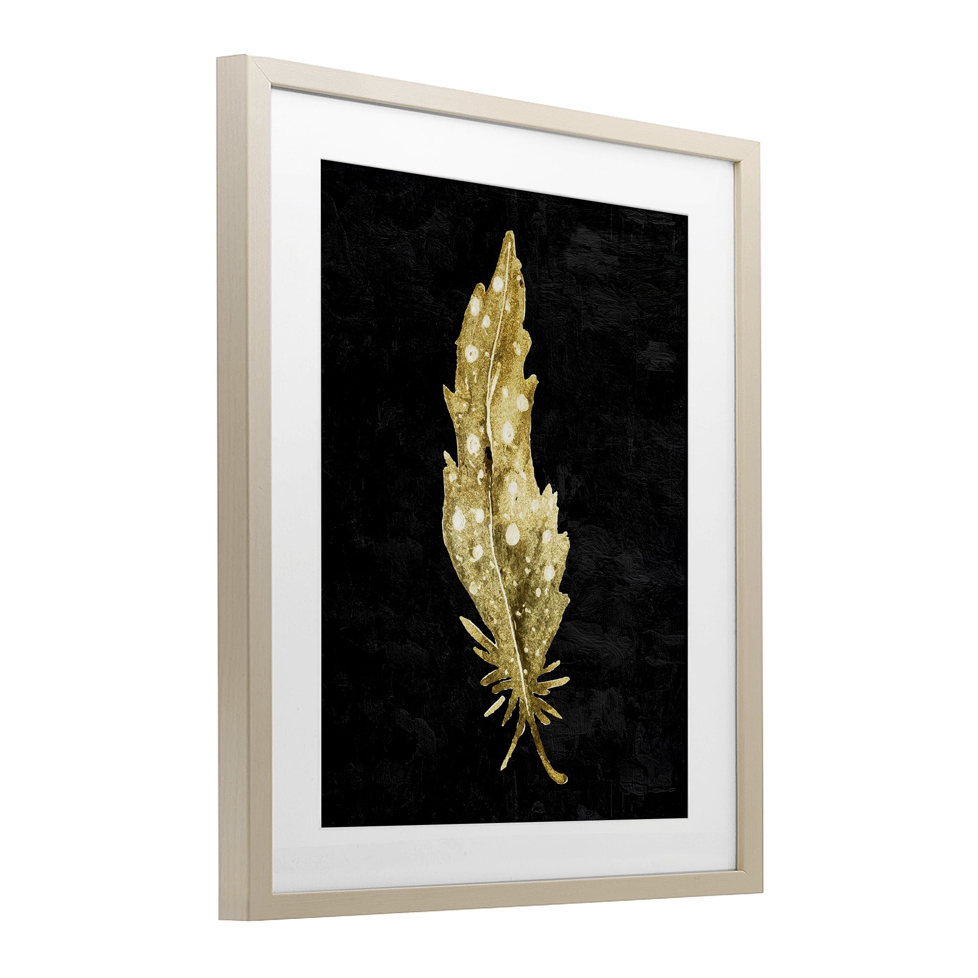 Feather On Black Birch Framed Print Under Glass, design by Kim Allen