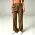 thumbnail image 4 of Bxsruta Women Track Pants Drawstring Elastic Waist Wide Leg Lounge Running Training Trousers, 4 of 8