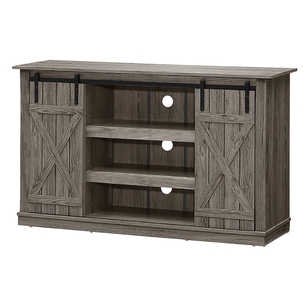Finihen TV Stand, TV Cabinet, Sliding Barn TV Stand Console Table, Media Entertainment Center with Storage, for Living Room, Bedroom, Gray