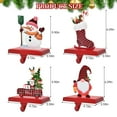 thumbnail image 6 of Guardwee Heavy Duty Christmas Stocking Holder Set of 4 Free Standing for Mantle, Xmas Metal Hooks Christmas Decor with Black and Red Buffalo Plaid and Snowmen, Trees, Trucks, Stockings Elements - Red, 6 of 6