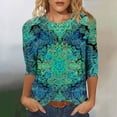 thumbnail image 2 of Sexlip Womens Swirl Print Blouse V Neck Design Breathable Fabric Relaxed Silhouette for Brunch Outings Multicolor L, 2 of 4
