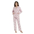 thumbnail image 5 of Apparonia Women's Pajama Sets 100% Cotton Flannel Ladies PJs Button Front Top Drawstring Bottoms Blush Blossom XXL, 5 of 7