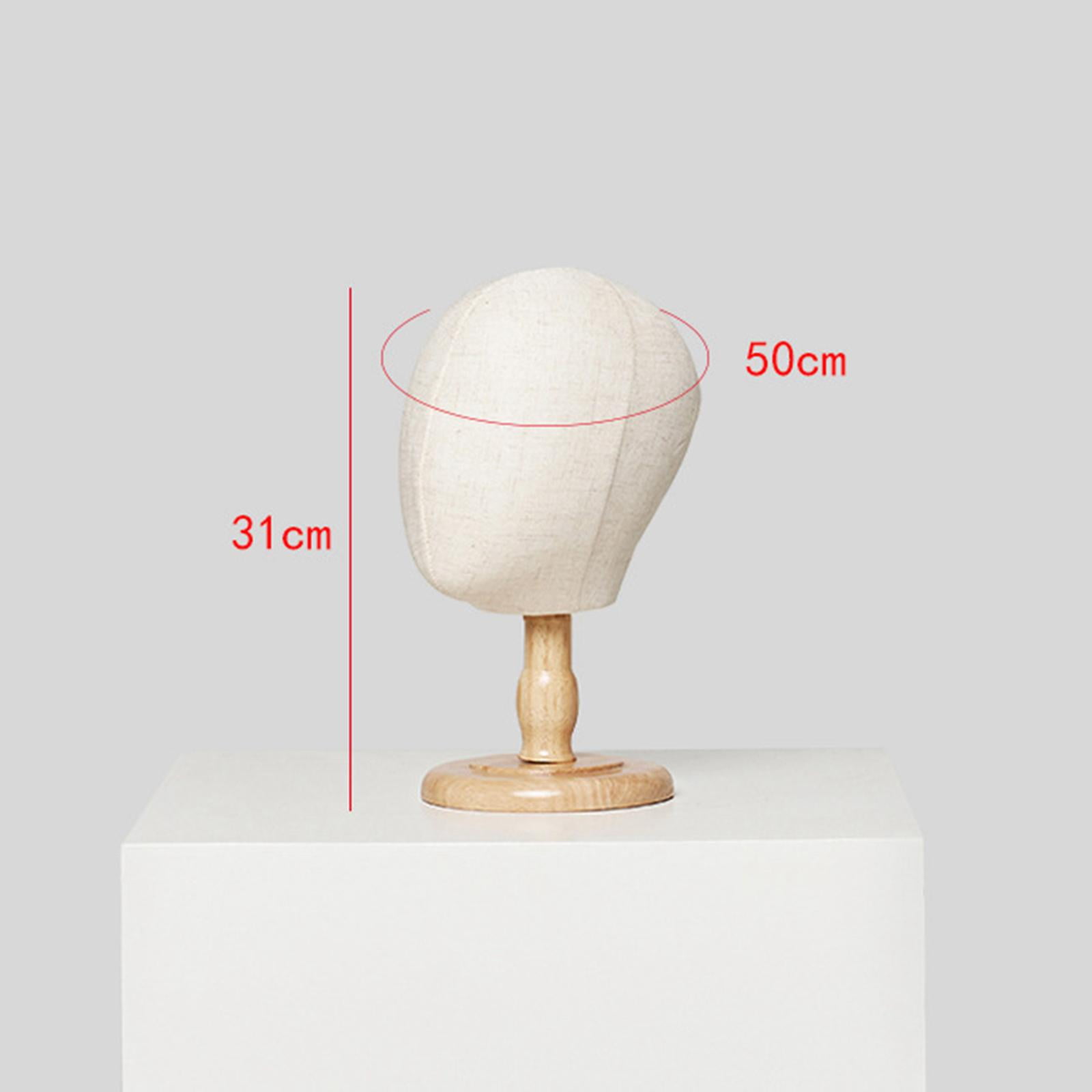 Hat Display Holder Kid Manikin Head Model Portable Cap Organizer Hat Bracket with Wood Base for Hairdresser Training Decoration Home Salon Total Height 31cm