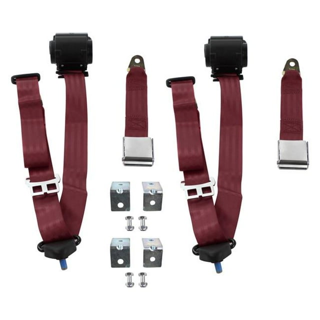 Kit de Ceinture de Sécurité Rétractable Burgandy avec Support pour Avion VW Type 1 1968-1983 3 Points - 2 Ceintures
