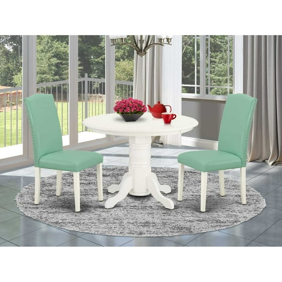 East West Furniture Dining Room Set Linen White, SHEN3-LWH-57
