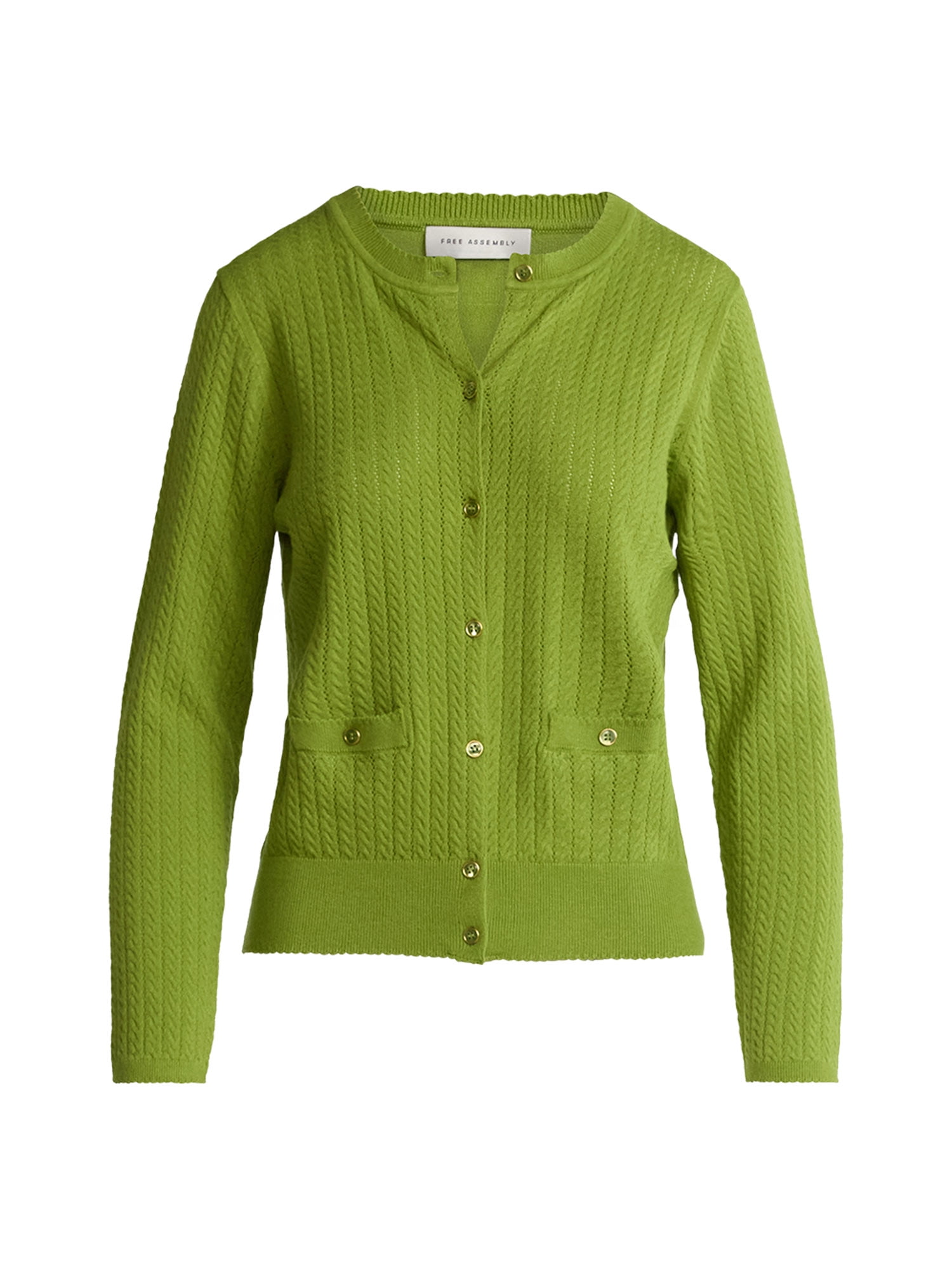 Free Assembly Women's and Women's Plus Cozy Yarn Welt Pocket Cable Cardigan Sweater, Midweight, Sizes XS-4X