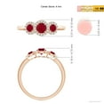 thumbnail image 4 of ANGARA Natural Round Ruby Three Stone Halo Ring with Diamonds in 14K Rose Gold for Women (Size-4mm) | July Birthstone, Birthday, Anniversary, Jewelry Gift for Women | Natural Ruby Ring, 4 of 9
